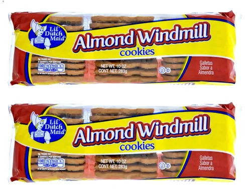 Vista 8 de Lil Dutch Maid Galletas de barra de almendras 9 onzas (paquete de 3) Galletas crujientes con sabor a pan de jengibre con forma de molino