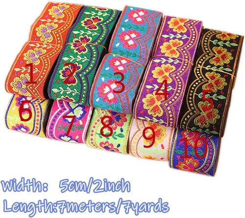 Vista 2 de Cinta jacquard de trébol bordada de trébol floral con flecos de encaje para San Patricio, decoración de disfraces de bricolaje, 2 pulgadas de ancho