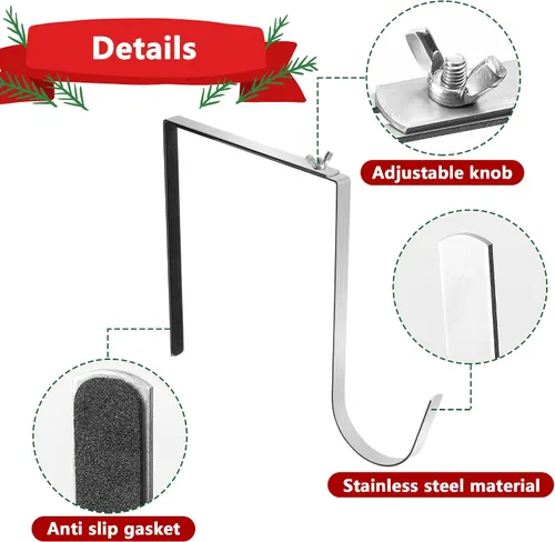 Vista 3 de Colgador de Corona de Lápida de Navidad- Se Ajusta 6"-11" Soporte Ajustable para Corona de Lápida de Cementerio- Soporte de Corona de Lápida