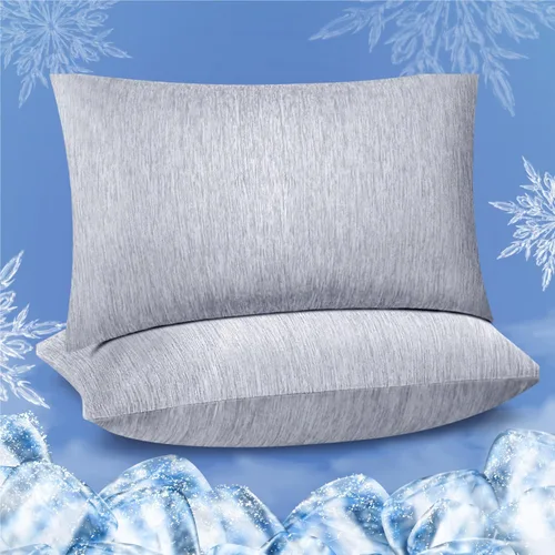 Vista 8 de Fittia Fundas de almohada refrescantes para personas que duermen con calor, paquete de 2 de tamaño estándar, fundas de almohada transpirables