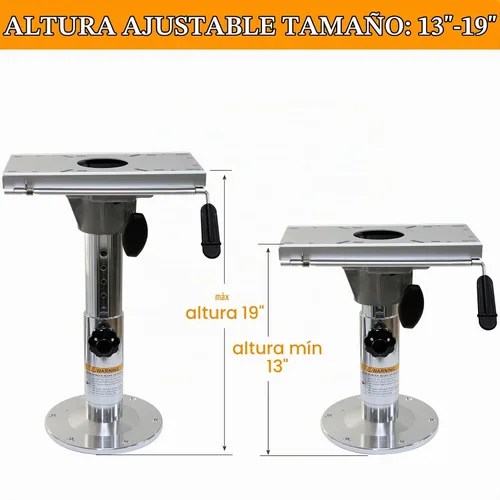 Vista 4 de Pedestal de asiento de barco de bloqueo de altura ajustable de aluminio con tobogán Base para silla de barco con altura ajustable de 13 a 19