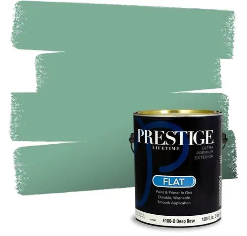 Vista 154 de Prestige Paints - Pintura exterior e imprimación en uno, 1 galón, plano, compatibilidad comparable con el color menta «Whipped Mint» de Behr