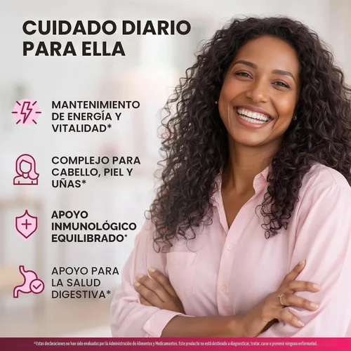 Vista 3 de Multivitamínico para mujer - Complejo B Alimentos integrales Apoyo al crecimiento del cabello Digestión y metabolismo Hierro