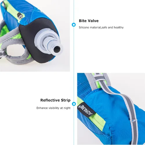 Vista 8 de AWKSPORTS Handheld Soft Water Bottle Collapsible for Running, Hand Strap Hydration Pack with 450ml Handheld Soft Flask Water Bottle (A1#Black)