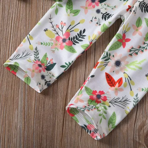 Vista 7 de Conjunto de ropa de invierno para niñas pequeñas, con volantes, con parte superior de túnica a rayas, 2