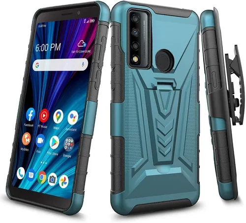 Vista 15 de Rome Tech Funda con clip para cinturón para Cricket Icon 3 de 6.5 pulgadas (2021) - Funda de teléfono celular de doble capa a prueba de golpes
