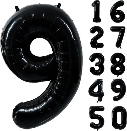 Vista 149 de Globos gigantes de helio de aluminio de 40 pulgadas, color negro, globos digitales grandes del número 0 para decoración de fiesta de cumpleaños
