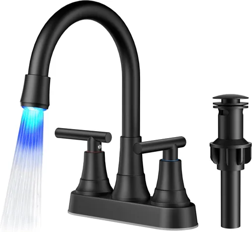 Vista 19 de FORIOUS Juego central de grifos de baño negros y dorados, grifo comercial Negro y dorado