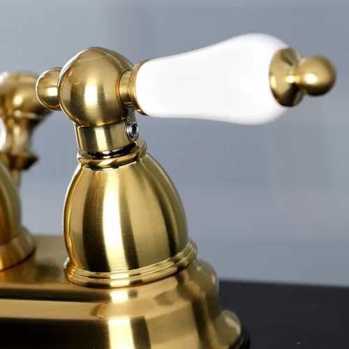 Vista 2 de Kingston Brass KB1607PL Heritage - Grifo de baño central de 4 pulgadas, latón cepillado Cobrizo cepillado