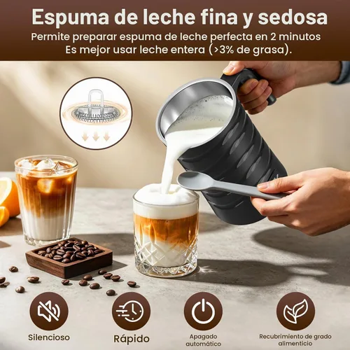 Vista 4 de COO Espumador de leche, vaporizador de leche eléctrico 4 en 1 11.8 fl oz Negro