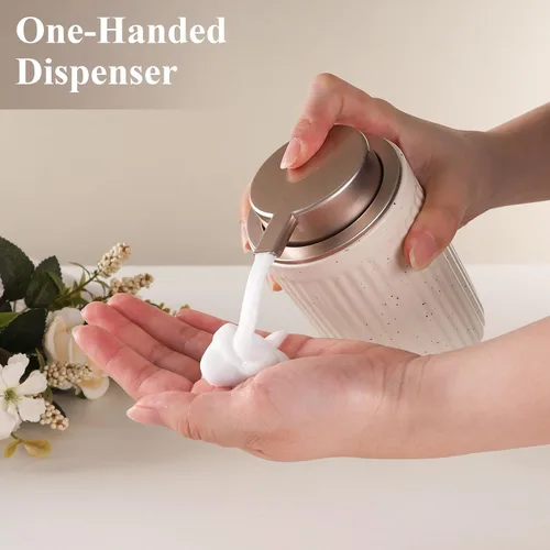 Vista 4 de BosilunLife Dispensador de Jabón de Manos de Espuma - Dispensador de Jabón de Espuma de Cerámica para Baño de 12 oz Dispensador de Jabón Líquido
