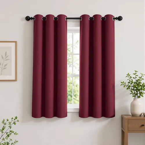 Vista 110 de Cortinas de oscurecimiento de habitación de 45 pulgadas de largo para dormitorio y sala de estar, cortinas térmicas aislantes con ojales