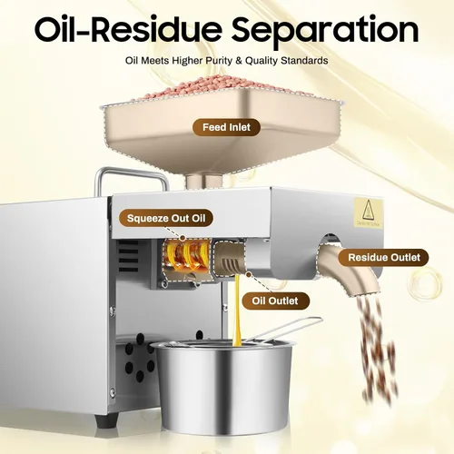 Vista 3 de Máquina de prensa de aceite de cocina, extractor de prensa de aceite automático eléctrico de 610 W, aceite orgánico frío/caliente