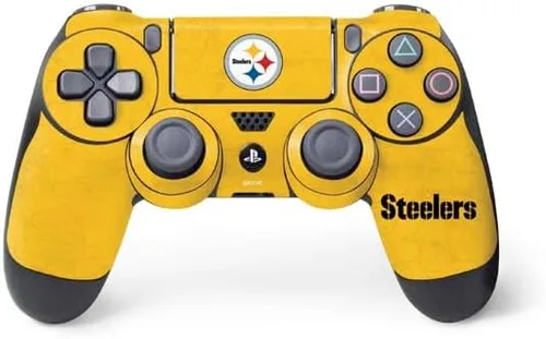 Vista 5 de Skinit Calcomanía para juegos compatible con el controlador de PS4, diseño desgastado con licencia oficial de los Pittsburgh Steelers de la NFL