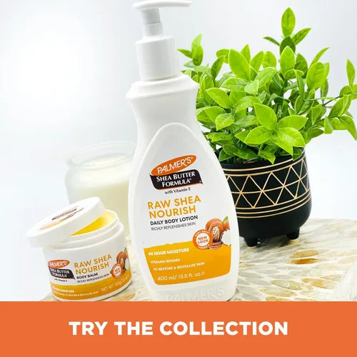 Vista 9 de Palmer's Fórmula de Karité Loción Corporal de Karité Pura, Botella con Bomba, 13.5 Onzas A nourishing daily hand & body moisturizer with Vitamin E