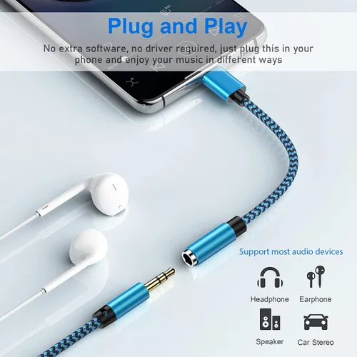 Vista 4 de Adaptador USB tipo C a conector de auriculares de 0.138 in, paquete de 2 cables USB C a Aux hembra de audio compatible con Samsung Galaxy A54 A37