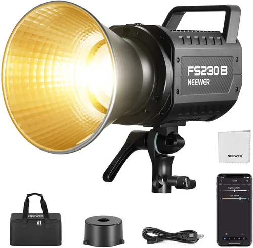Vista 14 de NEEWER FS150 Luz de Vídeo LED 2.4G/Control APP, Luz Continua Silenciosa de 130W 5600K COB Luz Diurna para Fotografía con 4 Tipos de Atenuación