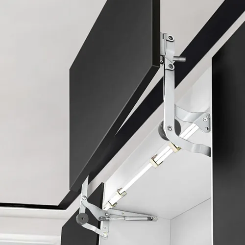 Vista 2 de Howhy Juego de bisagras de puerta de gabinete, bisagras de mecanismo de cocina con brazo neumático de elevación vertical con cierre lento