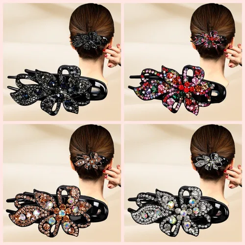 Vista 3 de Pinza para el cabello, 8 piezas de accesorios para el cabello con diamantes de imitación brillantes para mujer, pinzas decorativas de moda