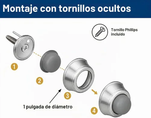 Vista 5 de Prime-Line J 4647 - Tope de pared con parachoques convexo, latón fundido, cromo cepillado, 1 pulgada (paquete individual)