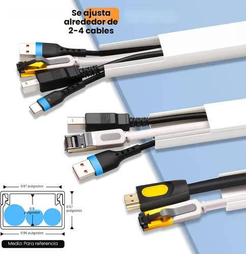 Vista 2 de YesBes Kit de ocultador de cable de 116 pulgadas, cubiertas de cable para cables en la pared, canaleta de cables pintable, protector de cable