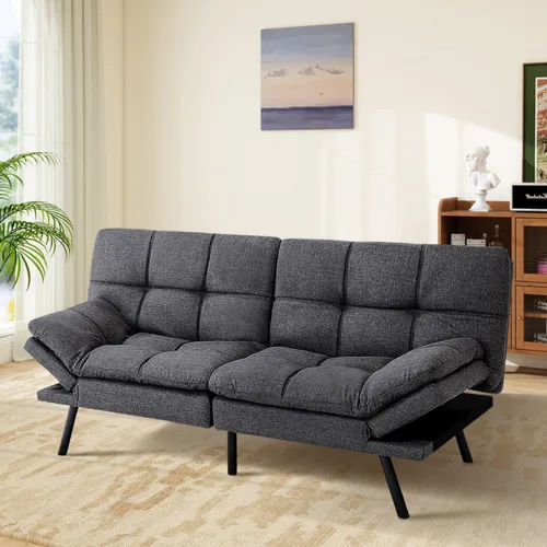 Vista 10 de MUUEGM Sofá cama futón de espuma viscoelástica, moderno sofá de oficina, cama convertible para espacios pequeños, apartamento, oficina, con respaldo