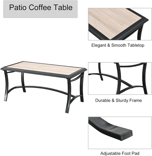 Vista 4 de LOKATSE HOME Juego de 2 sofás de dos plazas para exteriores con mesa de centro rectangular
