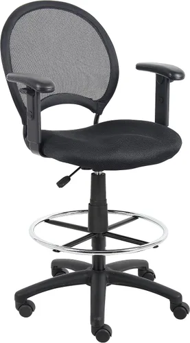 Vista 8 de Boss Office Products Taburete de redacción de malla con brazos de lazo en negro