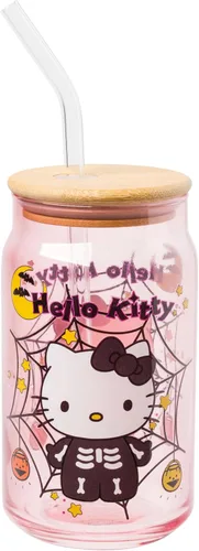 Vista 28 de Silver Buffalo Sanrio - Vaso de vidrio con tapa de bambú y sorbete de vidrio de fotos de Badtz-Maru, 16 onzas
