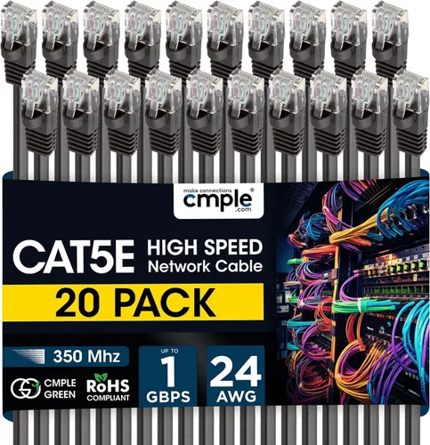 Vista 16 de Cmple - Cable Ethernet Cat5e de 1.5 pies, 350 MHz Cat 5e 1Gbps Cable de conexión LAN de red LAN RJ45, conectores sin enganches, para PC, laptop