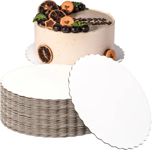 Vista 9 de Fit Meal Prep Paquete de 20 tablas para tartas, círculos redondos dorados de 6 pulgadas, círculos de pizza desechables, soporte de base para postres