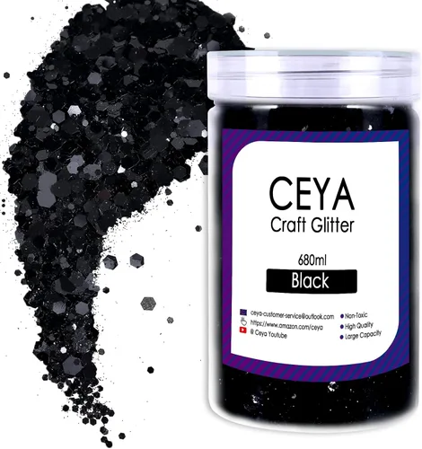 Vista 22 de Ceya Juego de purpurina gruesa de 32 colores, 11.28 onzas/11.29 oz de purpurina para manualidades en polvo mezclado con copos gruesos y finos cada