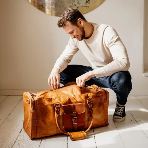 Vista 5 de Berliner Bags Bolsa de lona de cuero vintage New York para viajes o el gimnasio, bolsa de noche para hombres y mujeres, Marrón XXL, Vintage