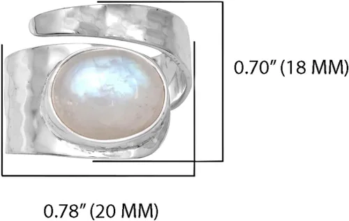 Vista 5 de YoTreasure Anillo de plata de ley 925 con piedra lunar de 0.394 x 0.472in