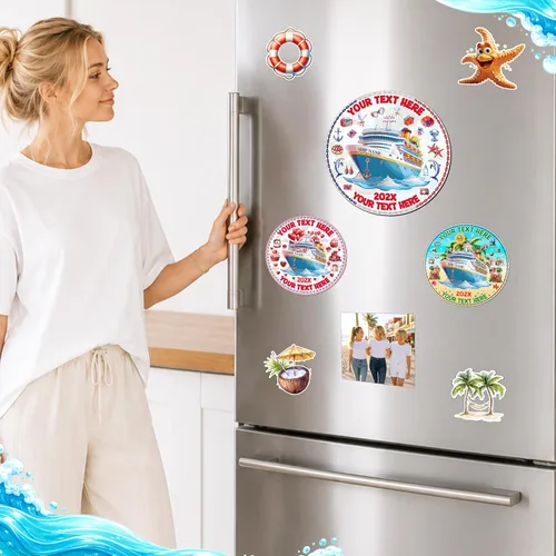 Vista 8 de Imán grande personalizado para puerta de crucero, texto personalizado, nombre, año, viaje, crucero, impermeable, magnético para cabaña
