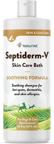 Vista 11 de NaturVet Septiderm-V Gel de baño para el cuidado de la piel para perros y gatos, suplemento de salud de mascotas para dermatitis, alergias