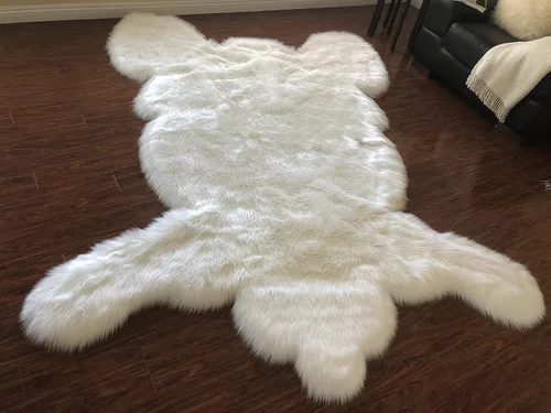 Vista 10 de LAMBZY - Alfombra de piel de oveja sintética súper suave hipoalergénica sedosa, estilo peluche de oso, para sala de estar, habitación de niños, sofá