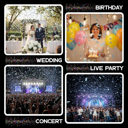 Vista 6 de Ultimate Confetti, Confeti Biodegradable Azul Bebé - Confeti de Papel de Seda Rectangular Revoloteante para Uso en Cañones y Lanzadores – Confeti