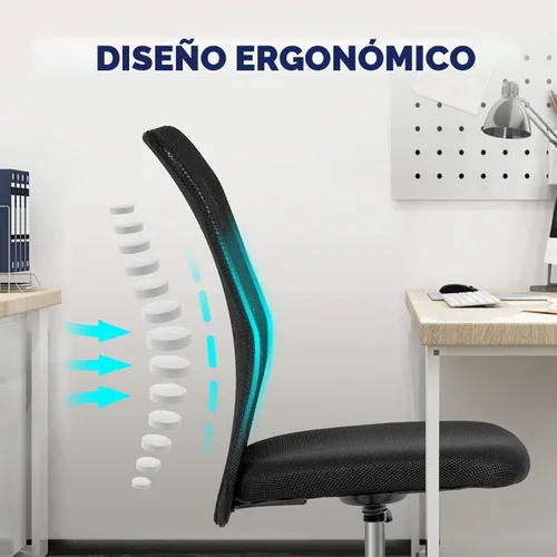 Vista 5 de Silla de oficina ergonómica – Silla de computadora con respaldo medio con altura ajustable, moderna giratoria sin brazos, soporte de espalda