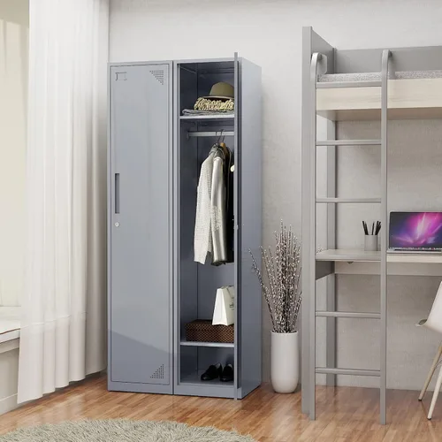 Vista 2 de PEUKC Armario de almacenamiento de metal, armario de almacenamiento de 71 pulgadas de alto para empleados, gabinete de acero con cerradura y llaves