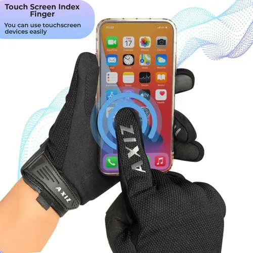Vista 6 de AXIZ Guantes de motocicleta para hombres y mujeres, guantes de ciclismo protegidos para pantalla táctil para MTB BMX, motocross, carreras