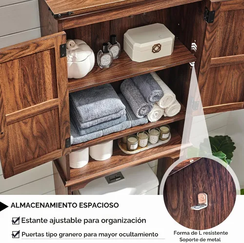 Vista 4 de ACCOHOHO 67" Tall Farmhouse Over The Toilet Storage Bathroom Cabinet, Brown Marrón