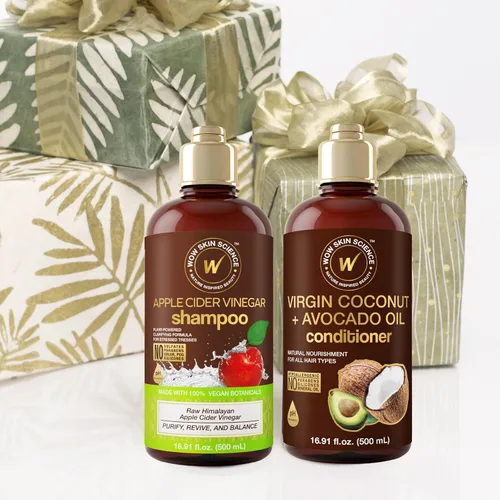 Vista 8 de WOW Skin Science Champú de Vinagre de Sidra de Manzana y Acondicionador de Aceite de Coco + Aguacate Dúo 16.9 oz