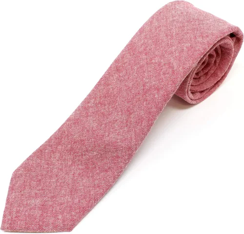 Vista 19 de Corbata delgada de algodón cambray para hombre, estilo desgastado texturizado - 2 1/2 pulgadas de ancho Beige