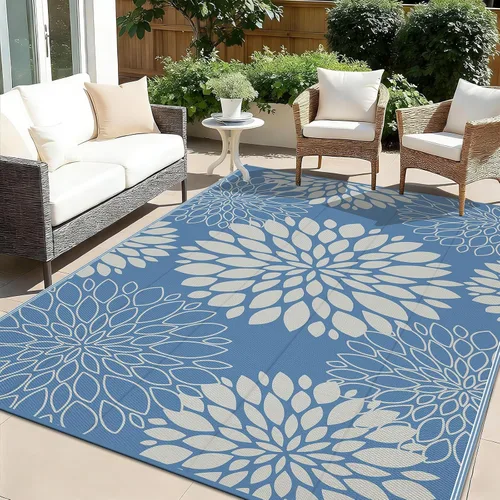 Vista 19 de Ileading Alfombra impermeable para exteriores de 5 x 8 pies, reversible, de paja de plástico, portátil, para interiores y exteriores, caravana