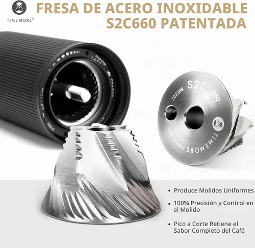 Vista 3 de TIMEMORE Molinillo de café manual Chestnut C3 ESP Pro, molinillo de café de mano, molinillo de café de acero inoxidable S2C con mango plegable
