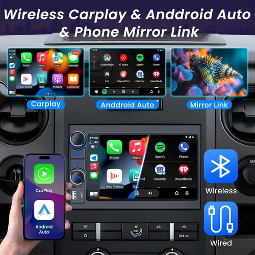 Vista 3 de Radio de coche 4Core+64G ROM para Ford F150 2004-2008: pantalla táctil de 7 pulgadas estéreo con CarPlay Android Auto Bluetooth 5.0 FM/RDS Audio