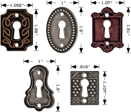 Vista 2 de Tim Holtz Idea-ology Ojales de metal con cierres largos, 5 agujeros, 10 cierres largos, varios tamaños, acabados antiguos, TH92718, marrón