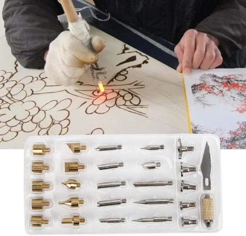Vista 7 de 28 puntas de pluma de leña para quemar madera, herramienta para manualidades de pirografía, soldadura de cobre + puntas de hierro