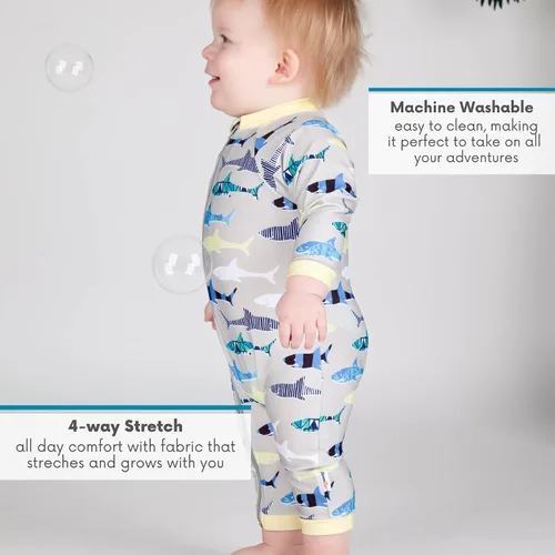 Vista 4 de SwimZip - Traje de baño de manga larga para niño, con protección UPF 50+